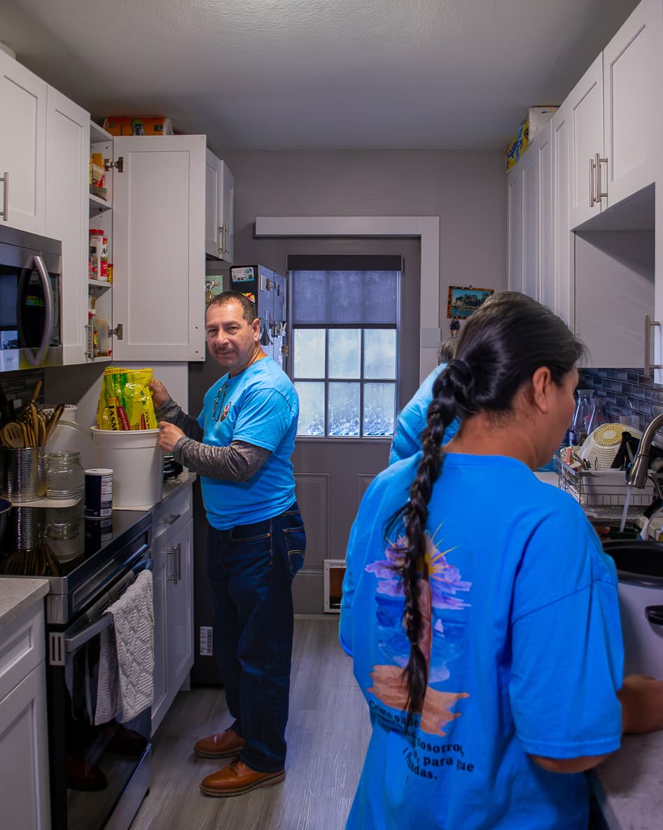Volunteers preparing food to donate